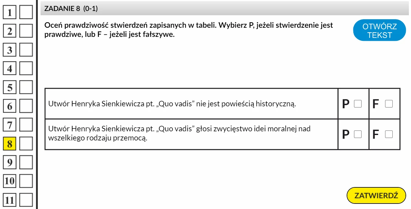 EduProgramy Egzamin ósmoklasisty Język polski - ocena prawdziwości zdań