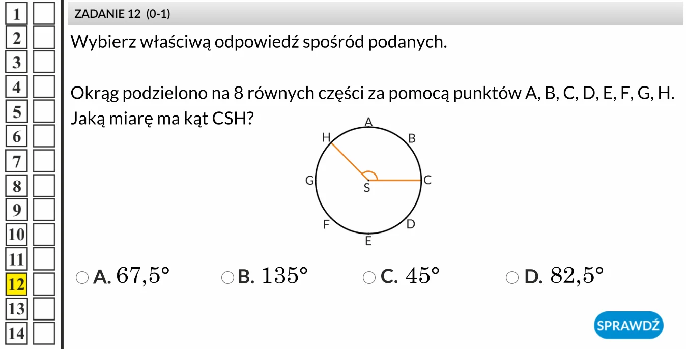Egzamin ósmoklasisty Matematyka - zadanie o miarach kątów