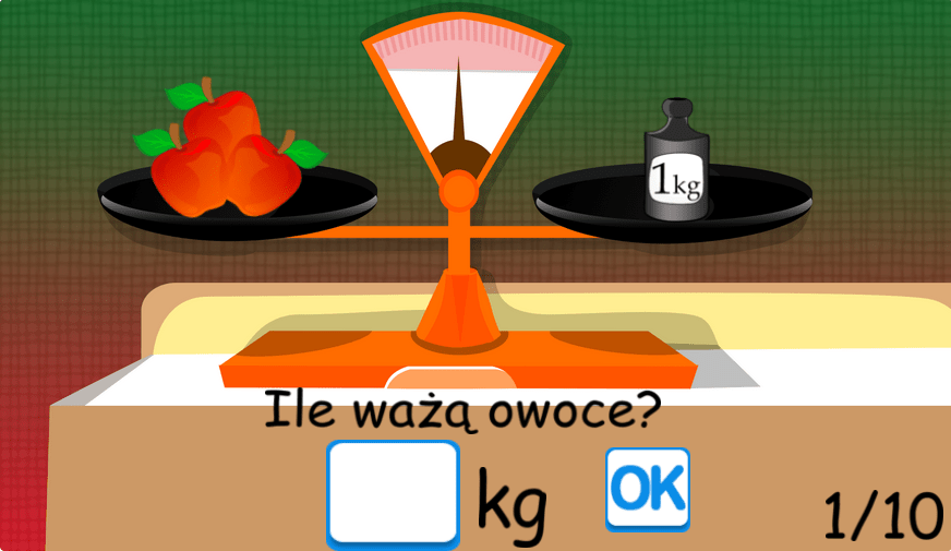 EduProgramy Dysleksja - zrzut ćwiczenia ważenia i miar