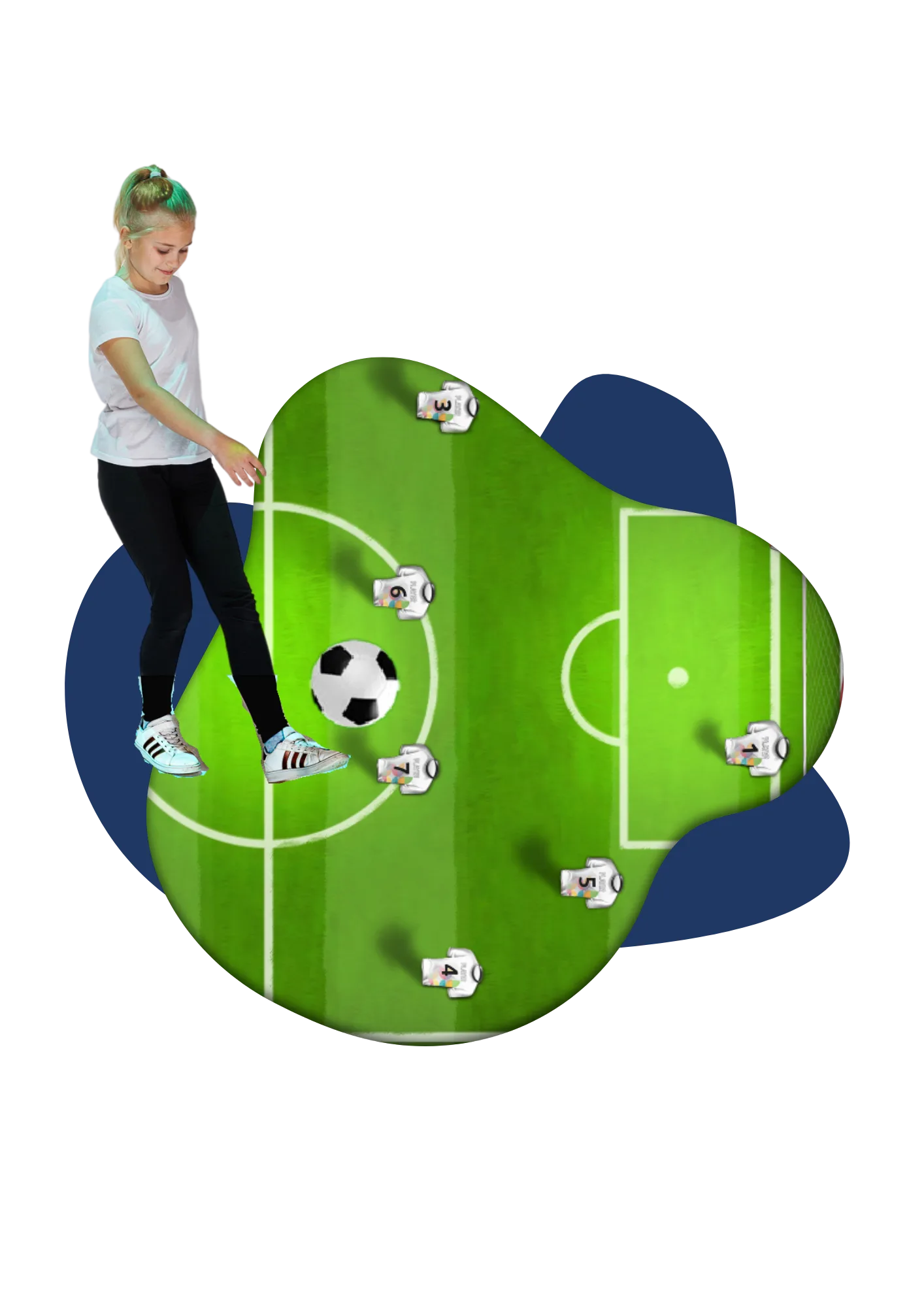 FunFloor Pakiet Sport - uczennica przy projekcji boiska