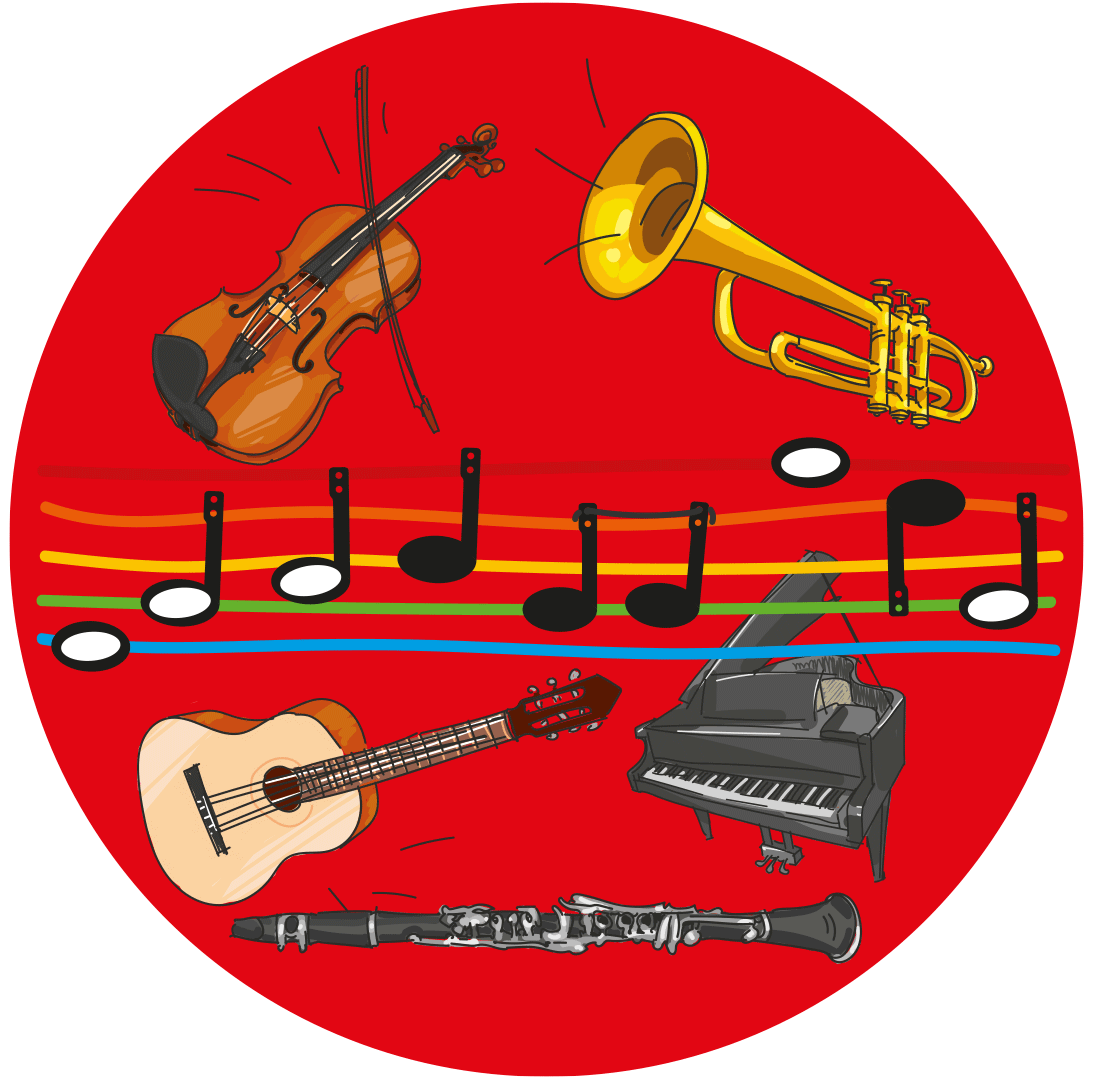 GoLogo - Czuję rytm - grafika ćwiczeń rytmicznych z instrumentami i nutami