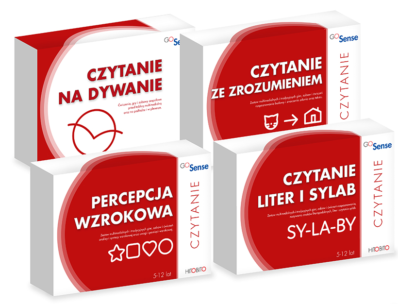 GoSense Czytanie (Dysleksja) - zestaw 4 programów, widok opakowania