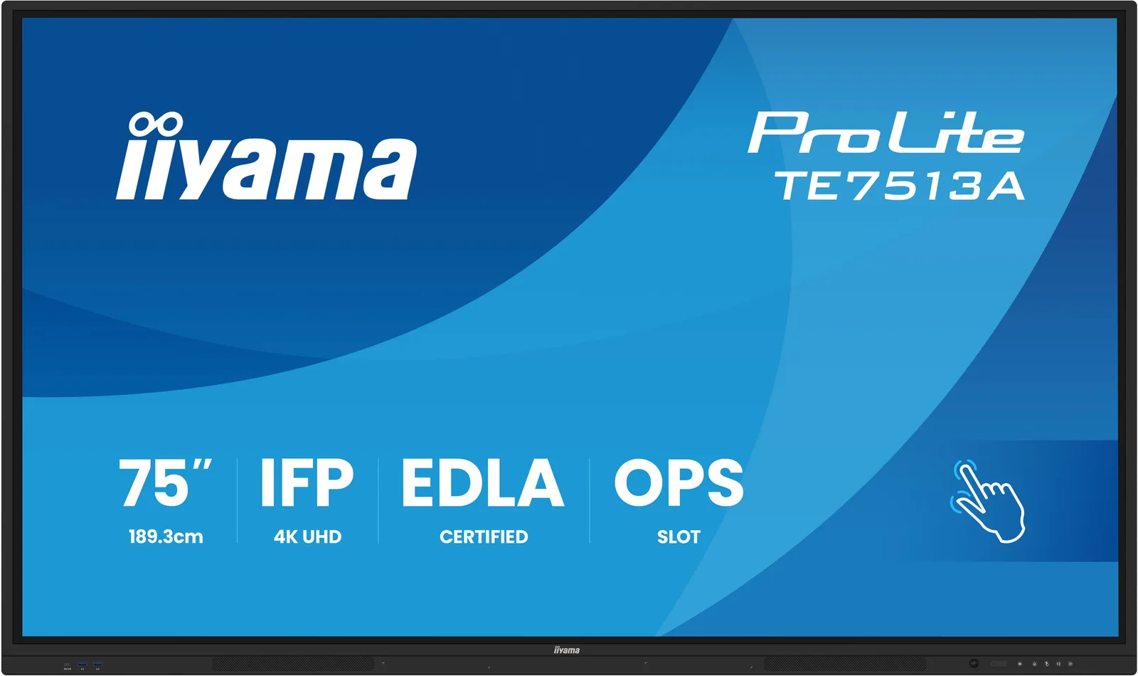 Monitor interaktywny iiyama ProLite TE7513A-B2AG 75 cali - widok od frontu