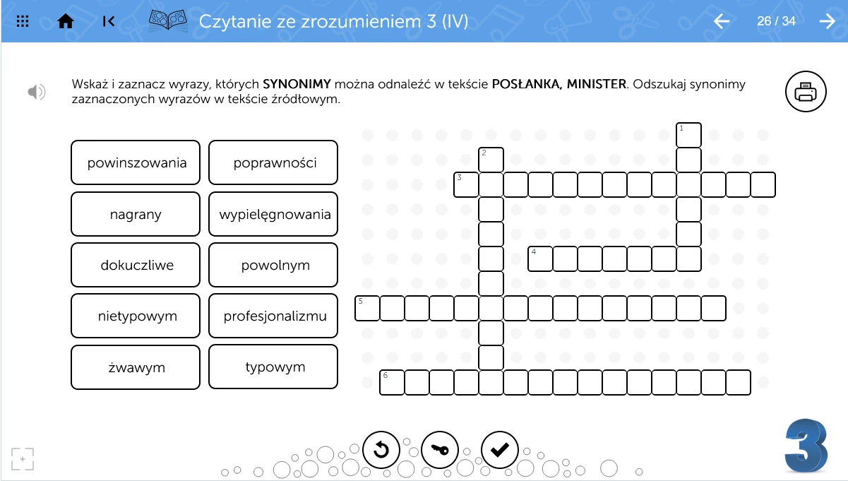 mTalent Czytanie ze zrozumieniem - zrzut pracy z tekstem