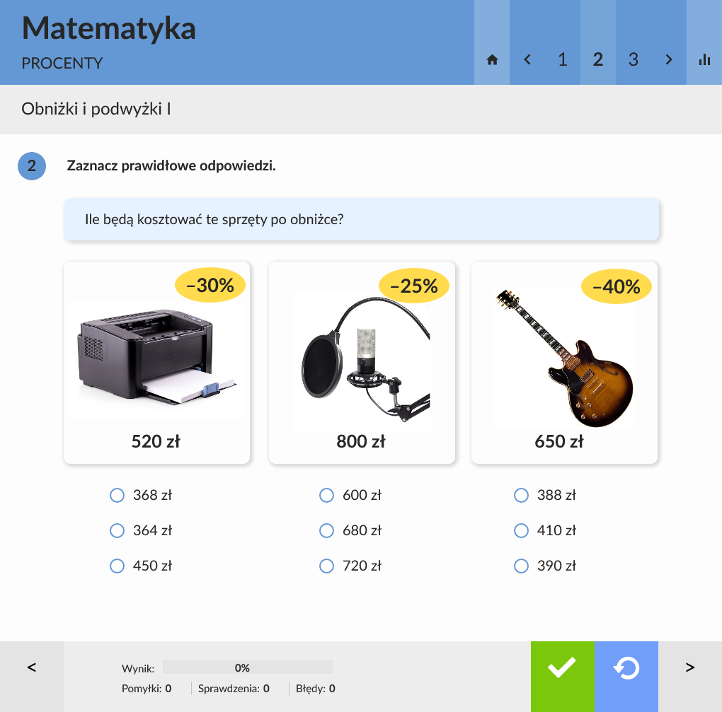 eduPaka Matematyka klas 6-8 - zrzut interaktywnego ćwiczenia