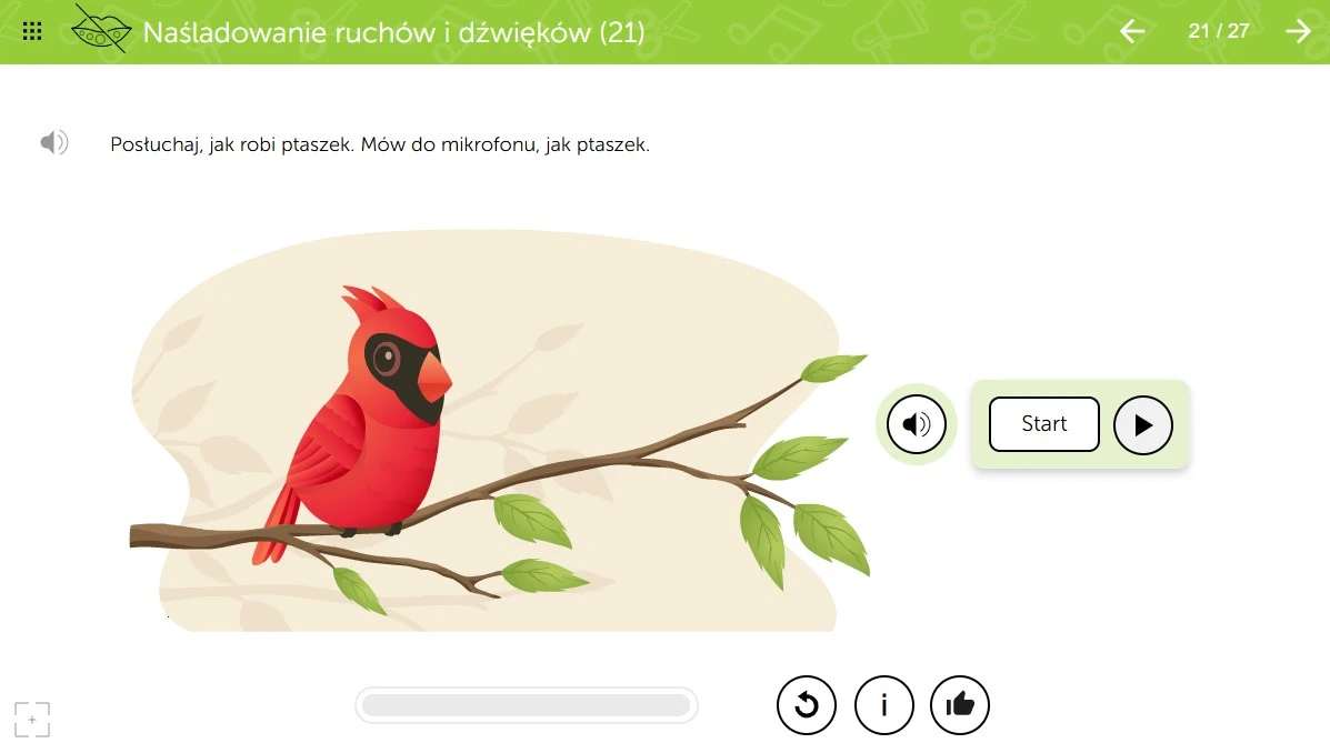 mTalent Opóźniony rozwój mowy - zrzut ekranu ćwiczenia interaktywnego