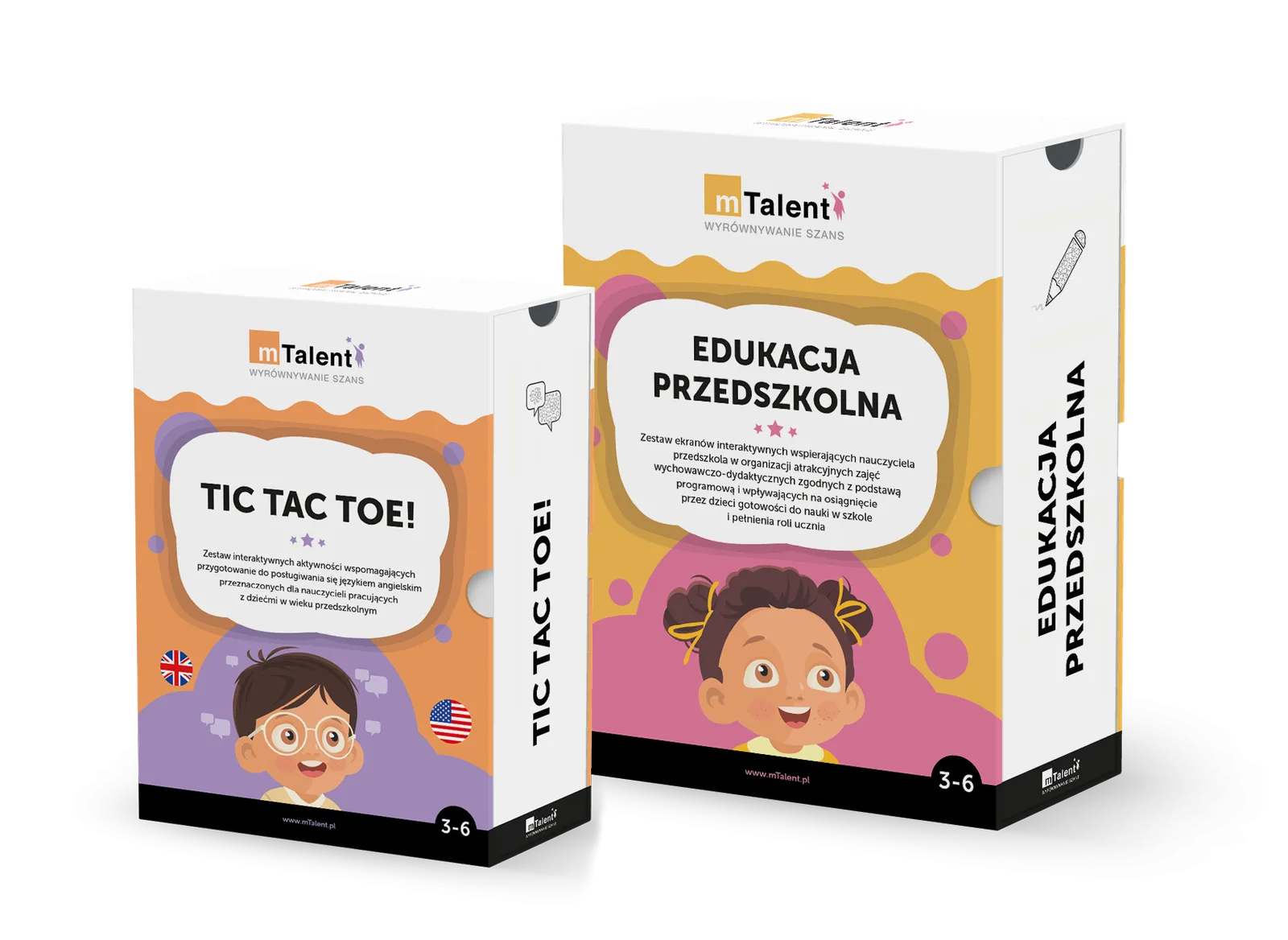 mTalent Edukacja Przedszkolna i Tic Tac Toe! - pudełka pakietu, widok od frontu