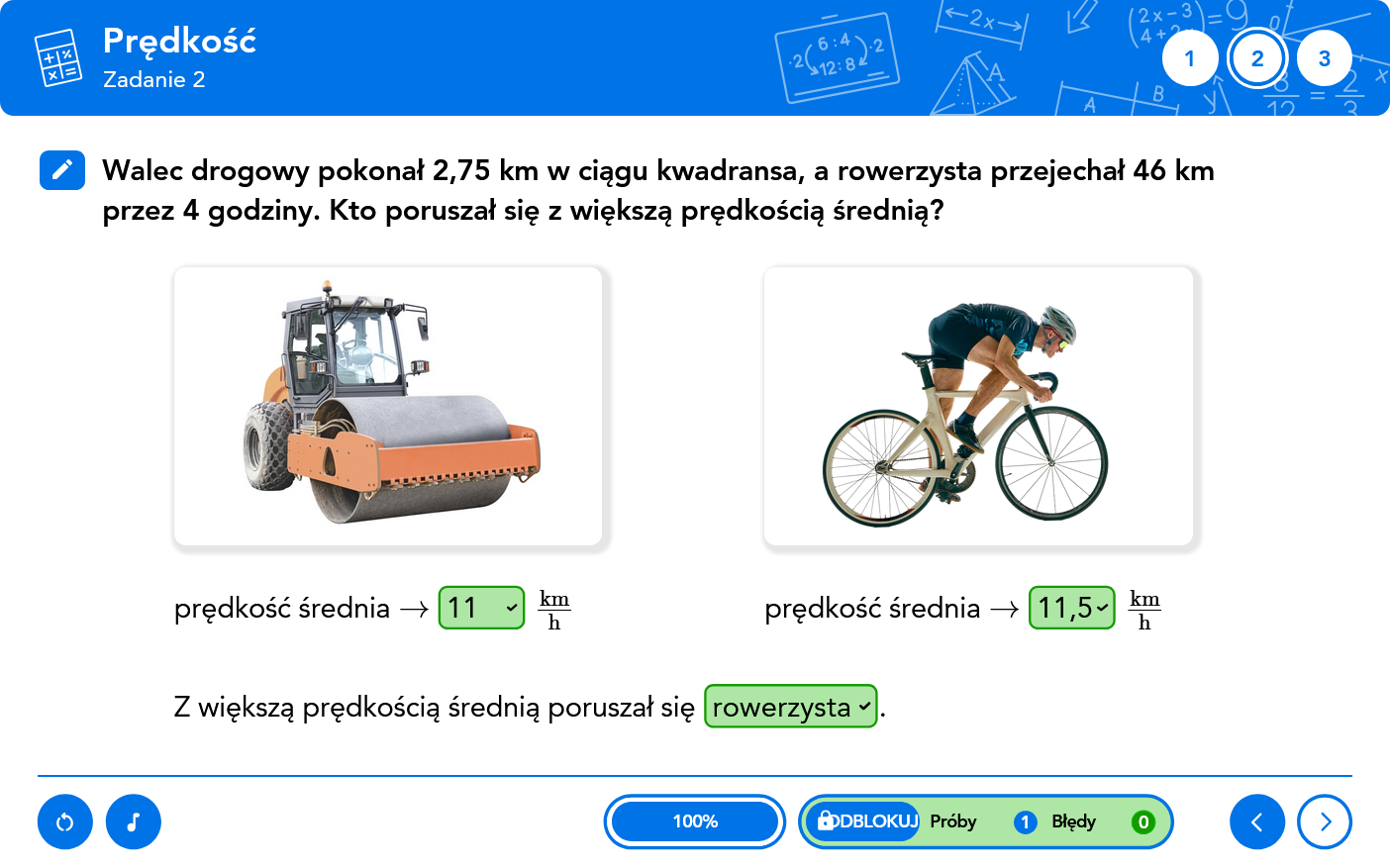 Matematyka. Teoria i Praktyka kl. 4-6 - zadanie na prędkość średnią