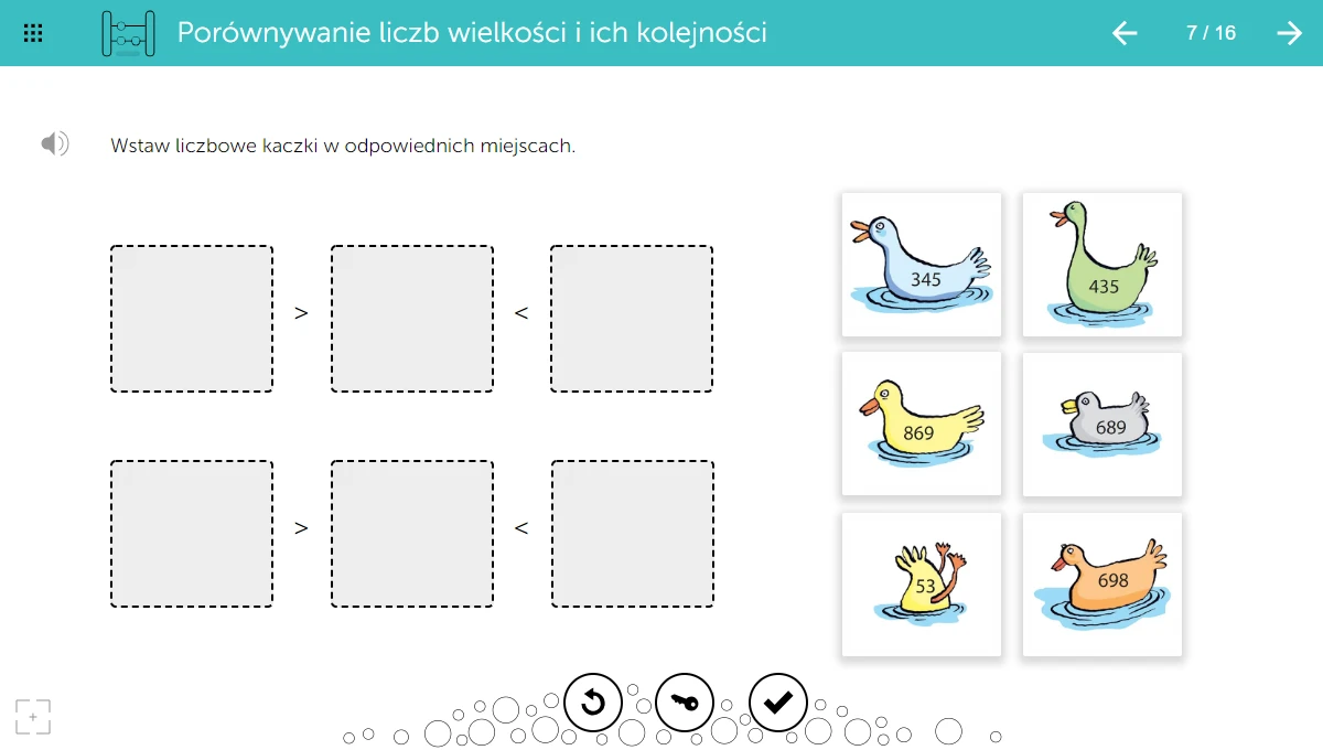 mTalent Matematyka. Dyskalkulia - zrzut ekranu ćwiczenia na tablicy