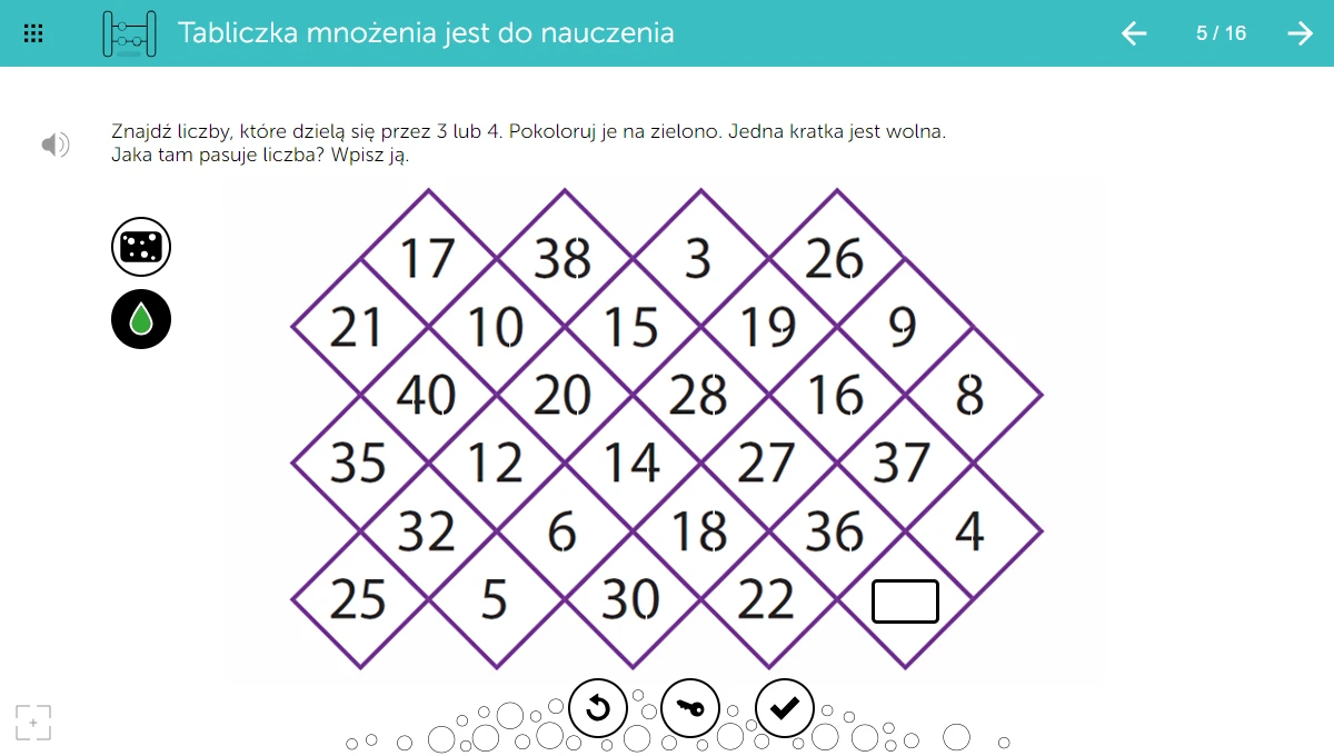 mTalent Matematyka. Dyskalkulia - zrzut ekranu zadania matematycznego