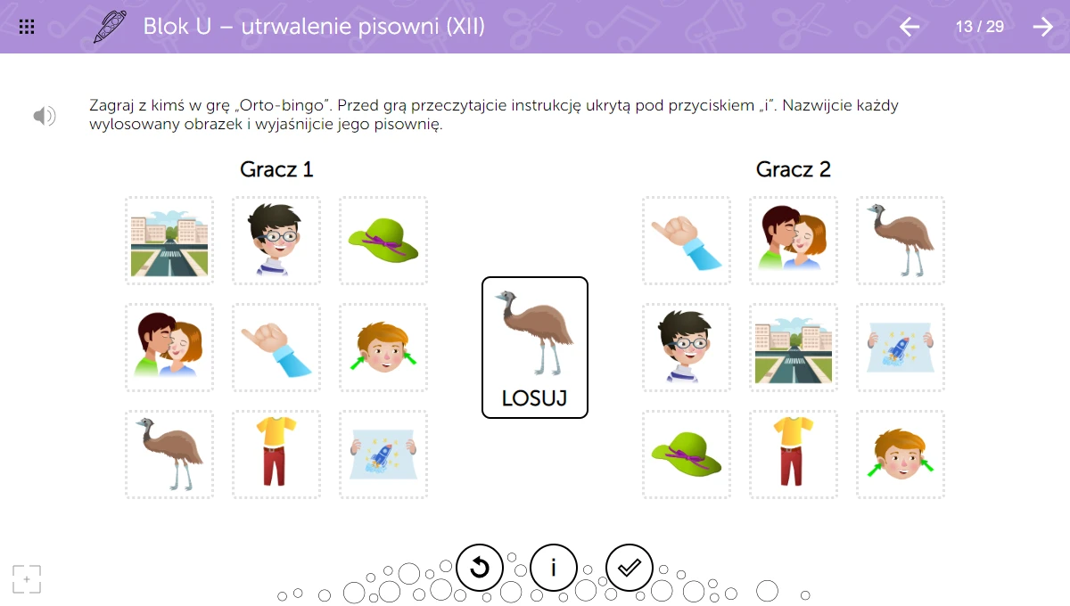 mTalent Ortografia - trzeci przykładowy ekran ćwiczenia