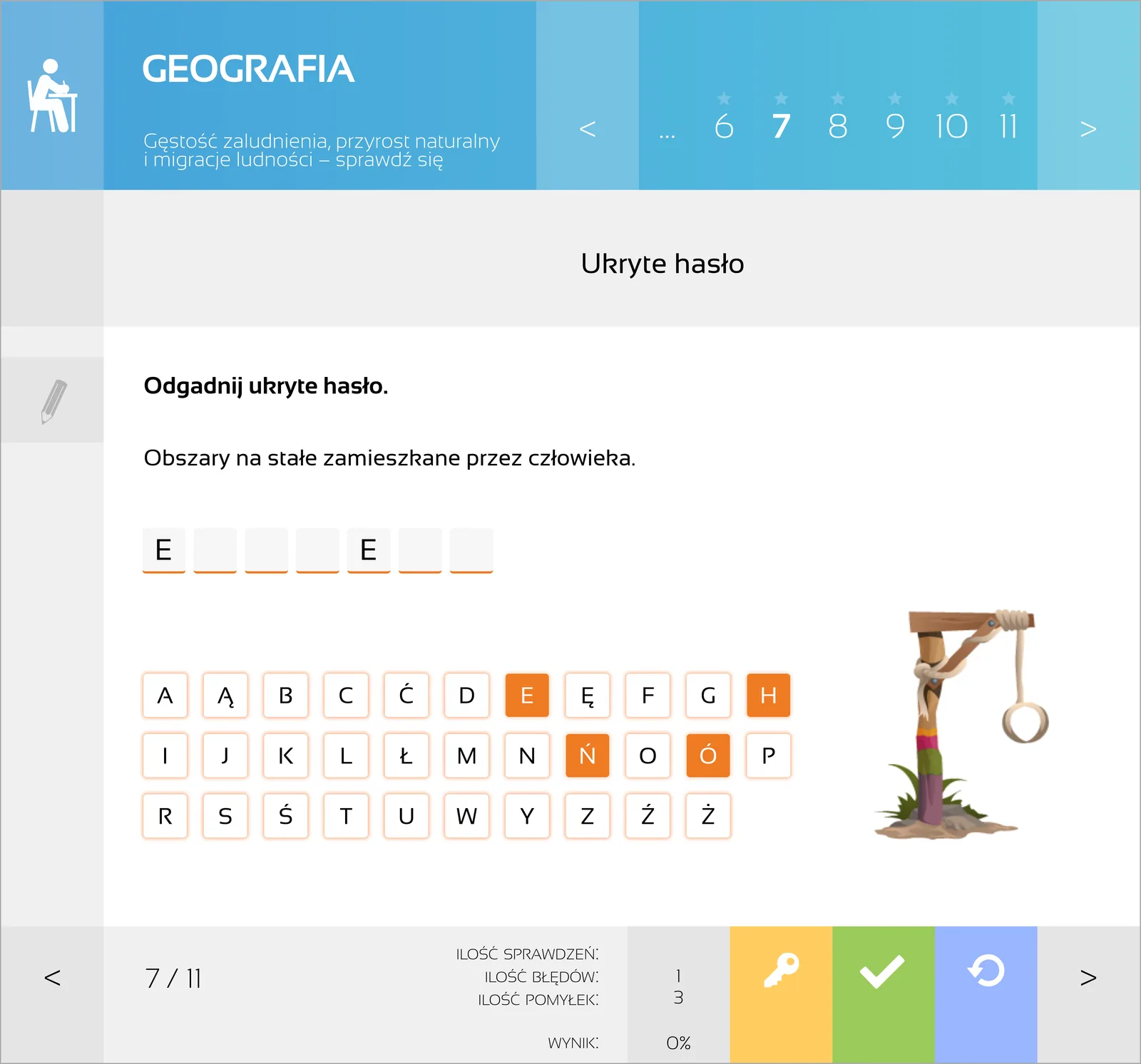 MPP Geografia - lekcja Sprawdź się, hasło o obszarach zamieszkanych