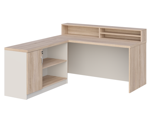 Kujawiak Premio Zestaw 11 - biurko recepcyjne 1600 mm z nadstawką i komodą Nr 1 (szafka i regał)
