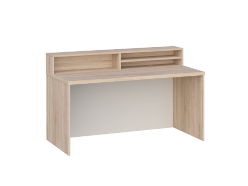 KUJAWIAK PREMIO Biurko gabinetowe z nadstawką dł. 1600 mm - lada recepcyjna, pełny front, blat 36 mm