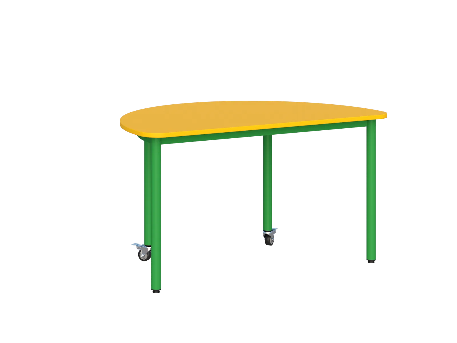 Stolik mobilny półokrągły 1200 x 600 - detal stelaża i kółek