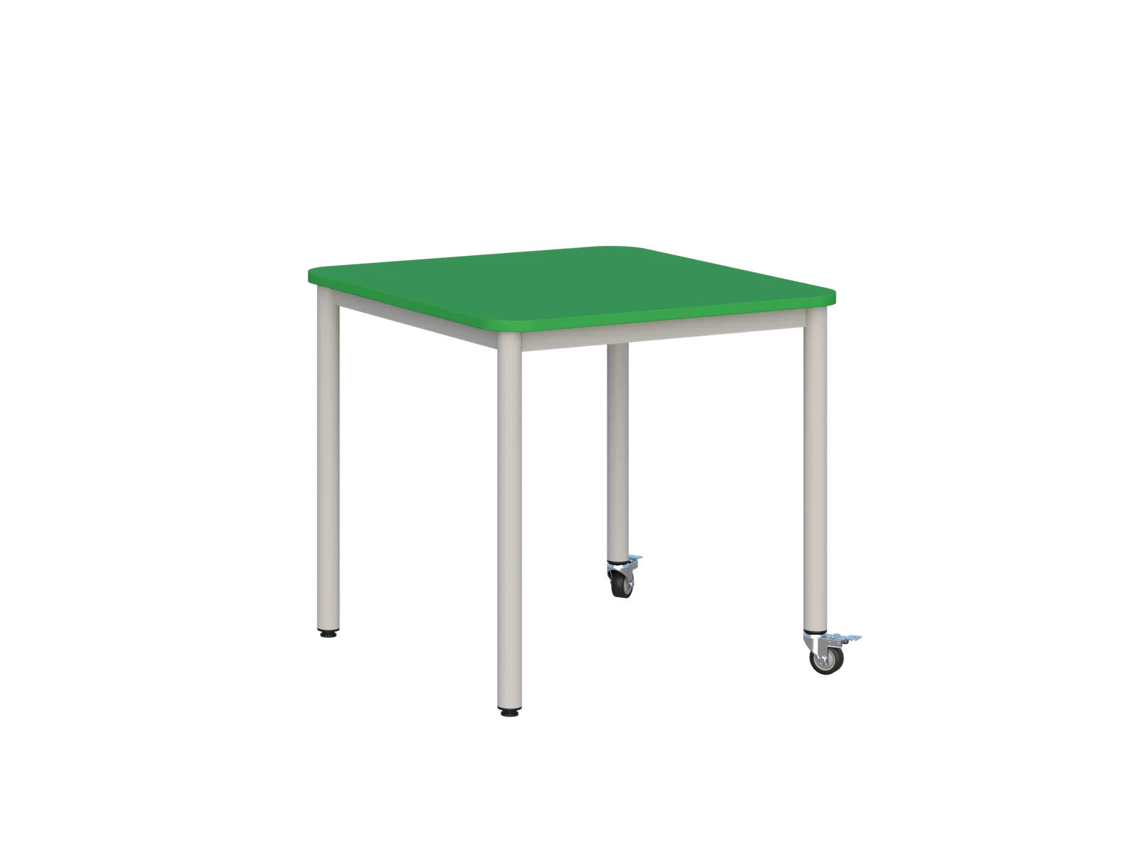 Stolik mobilny szkolno-przedszkolny 700 × 700 mm - blat zielony, stelaż popielaty