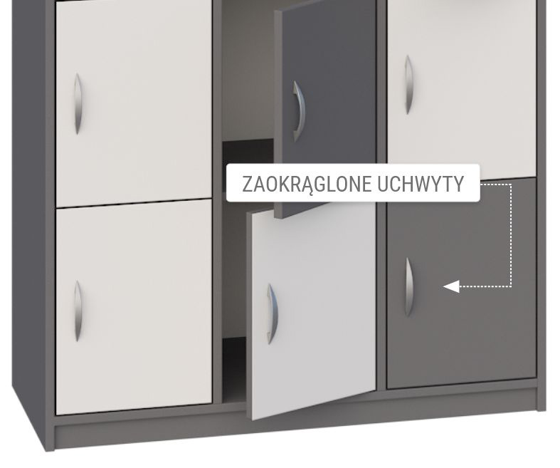 Zaokrąglony uchwyt na froncie drzwi kolekcji Ultra