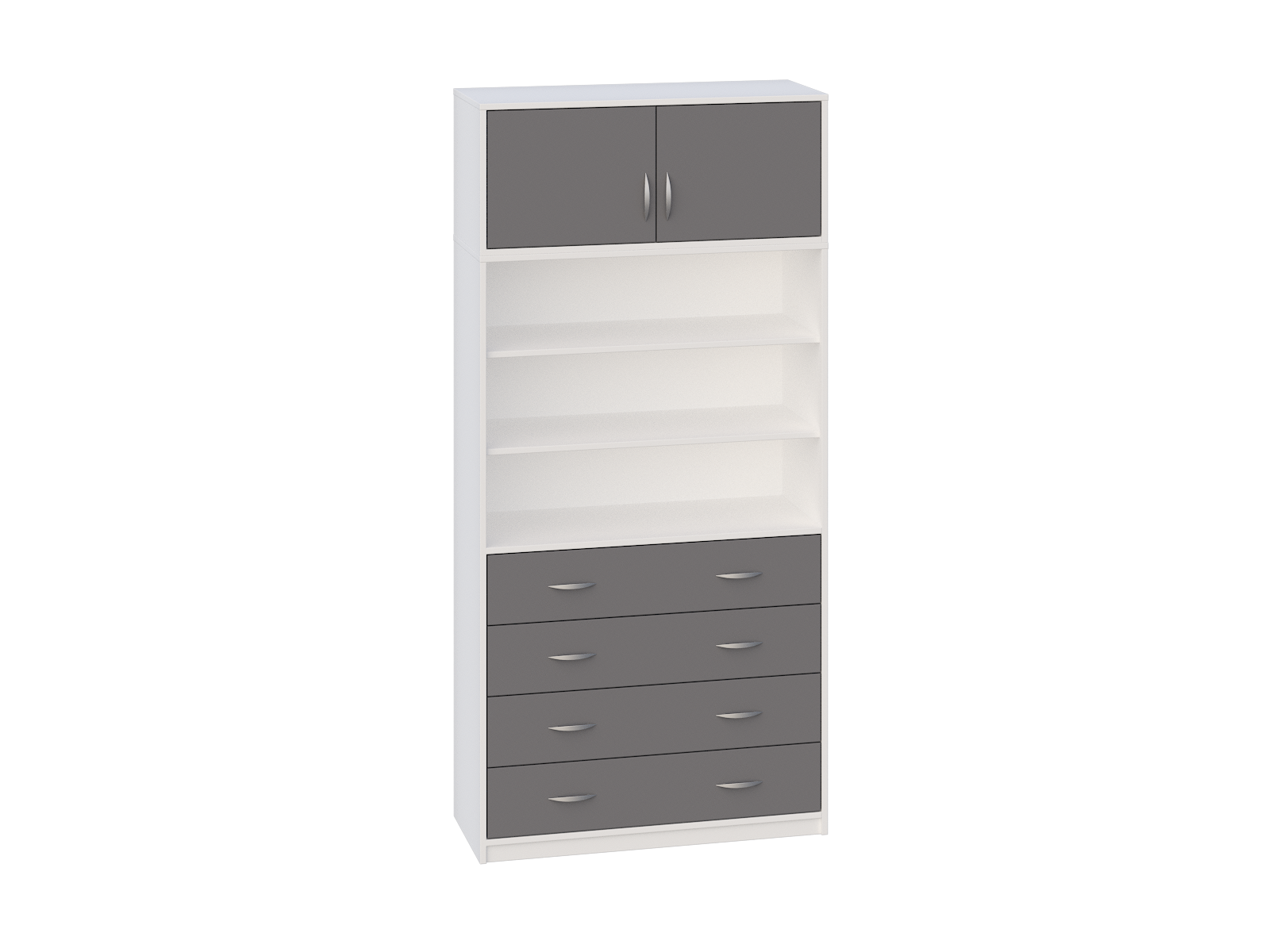 Nadstawka Ultra 330 na regale Ultra 326, korpus biały, front stalowy
