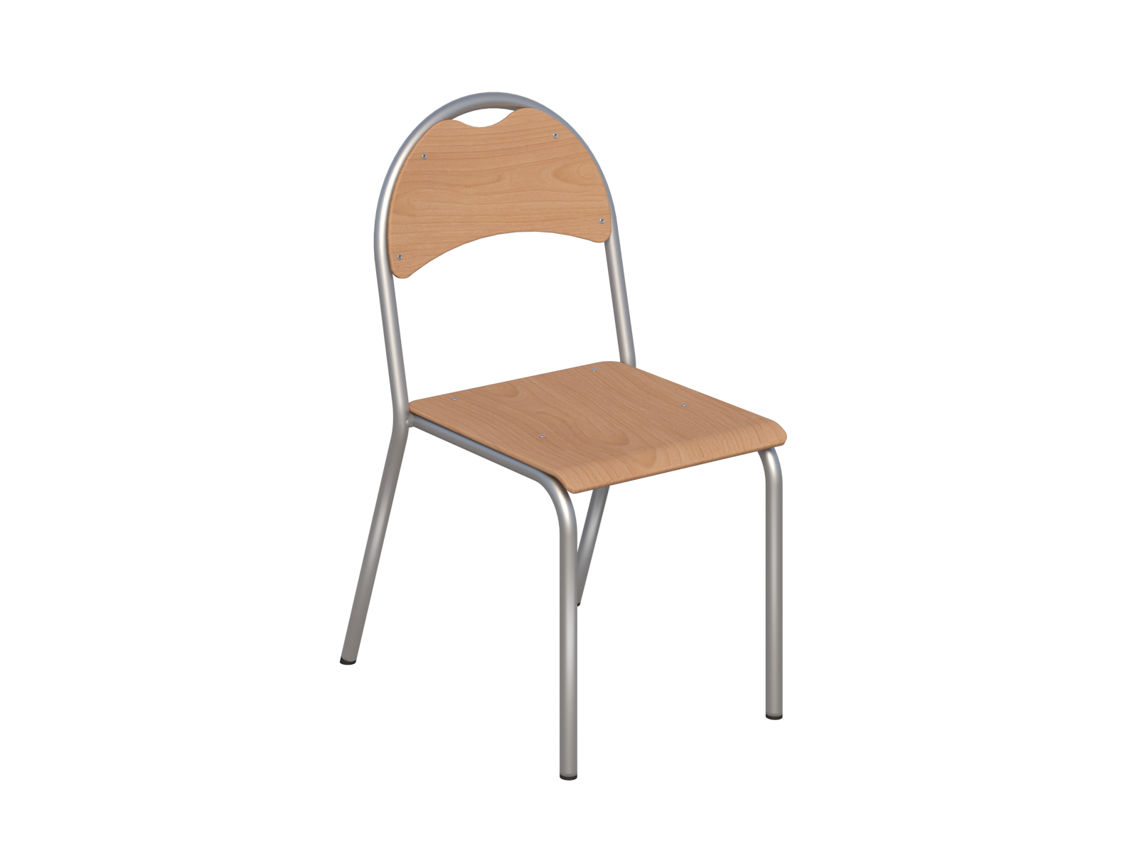 Krzesło szkolne Gaweł U - siedzisko buk lakierowany, stelaż aluminium
