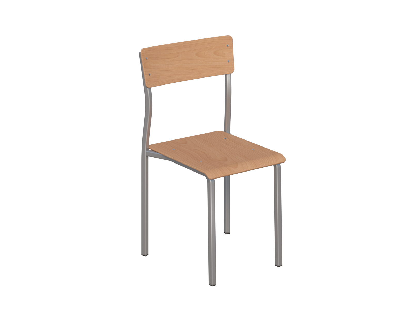 Krzesło szkolne Leon - siedzisko buk lakierowany, stelaż aluminium