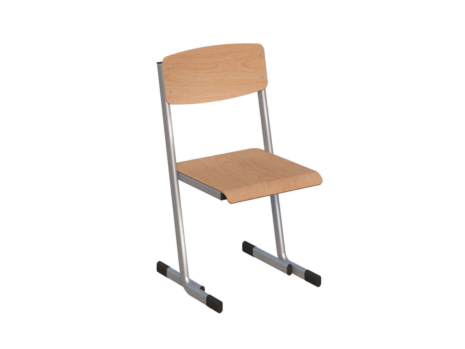Krzesło szkolne Reks - siedzisko buk lakierowany, stelaż aluminium