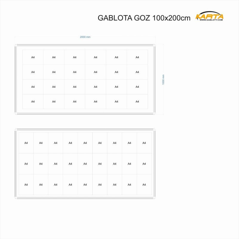 Gablota zewnętrzna GOZ 200x100 cm - widok z boku, uszczelniony profil i zamek