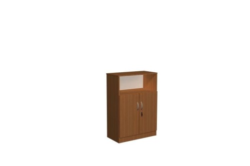 Regał szkolny z szafką Mazur 25 - niski regał 1150 × 800 × 400 mm, 1 półka otwarta i szafka zamykana