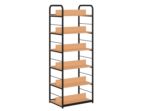 Regał biblioteczny dwustronny B rama metalowa - 2100 × 800 × 470/550 mm, rama fi 32 mm, 6 półek