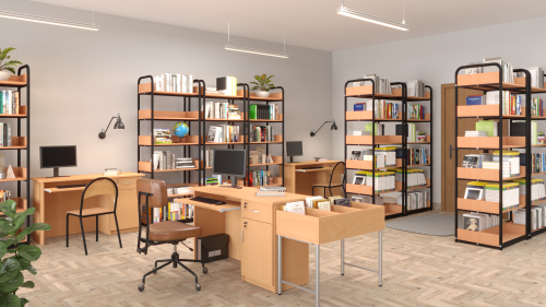 Regał biblioteczny C jednostronny - aranżacja nowoczesnej biblioteki