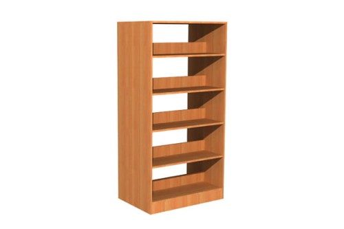 Regał biblioteczny G dwustronny - 1800 × 900 × 580 mm, 5 dwustronnych poziomów półek z przegrodą