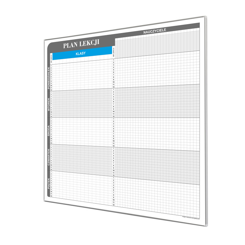 Plan lekcji dla 14 klas i 25 nauczycieli 82x92cm magnetyczny suchościeralny - widok produktu