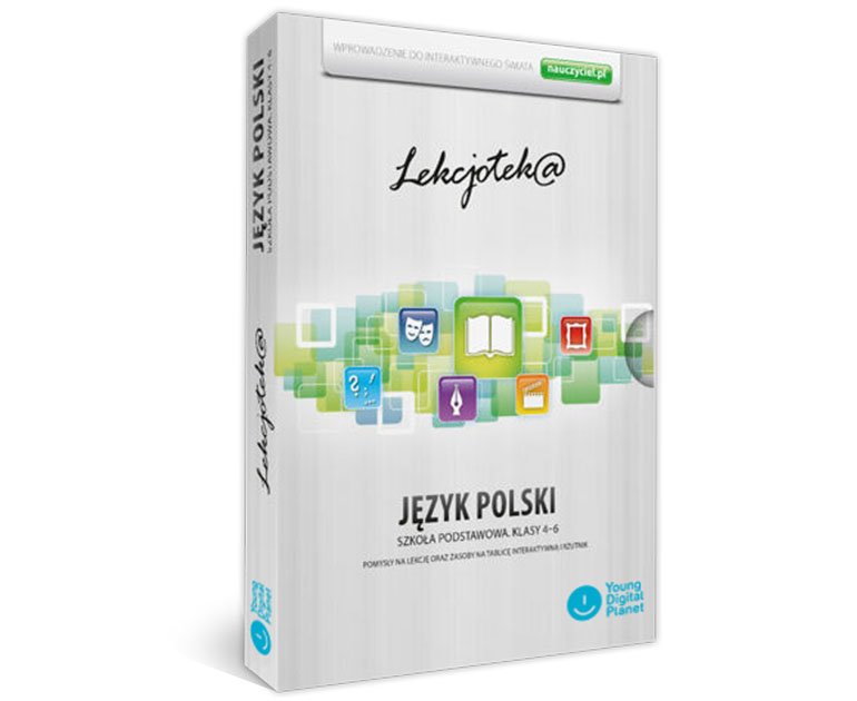 Lekcjotek@ Język polski - pudełko programu, widok od frontu
