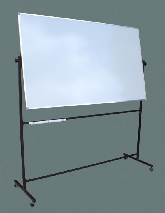 Tablica na stojaku, obrotowa, dwustronna, magnetyczna, biała 170 × 100 cm - widok od frontu