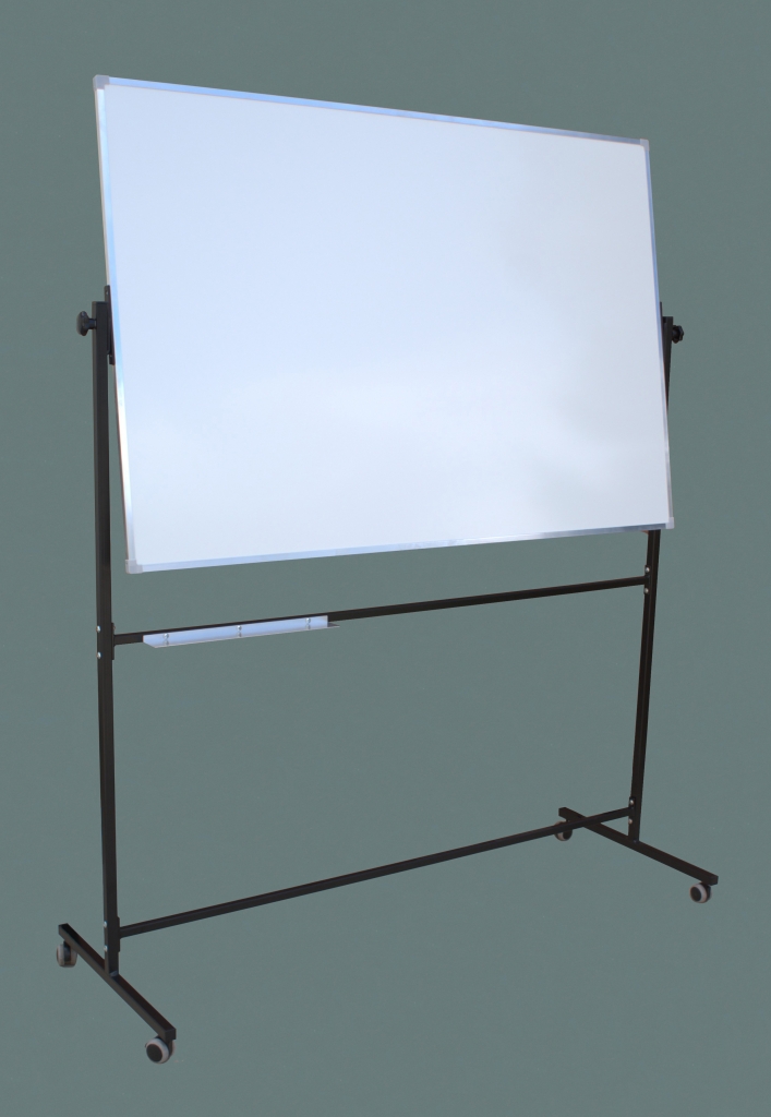 Tablica obrotowa ceramiczna biała 150 × 100 cm na stojaku jezdnym - widok od frontu