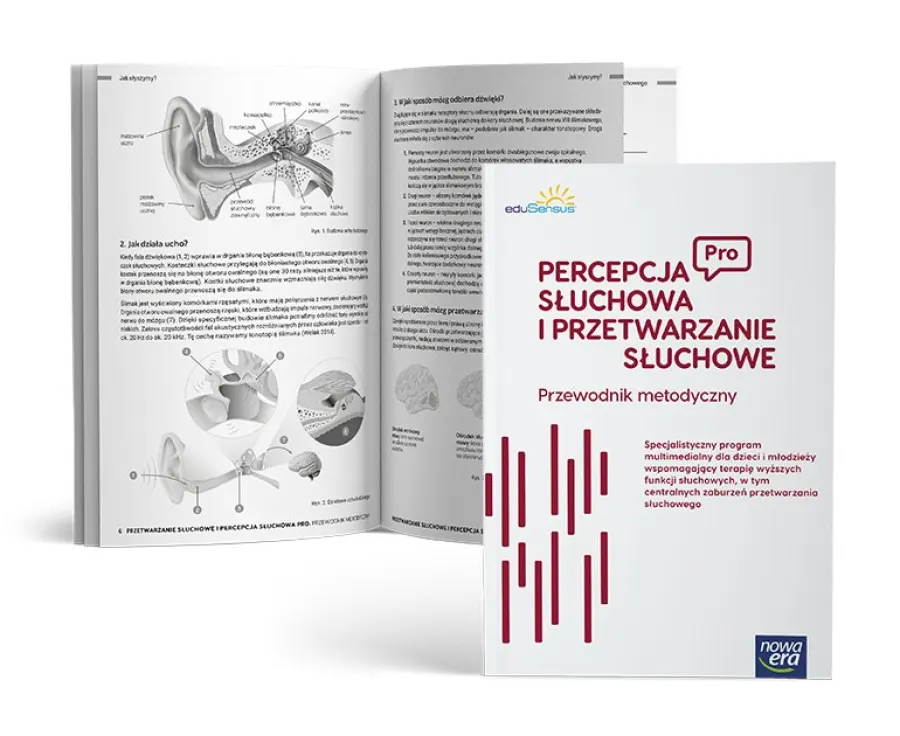Przewodnik metodyczny Percepcja Słuchowa i Przetwarzanie Słuchowe PRO - okładka i rozkładówka
