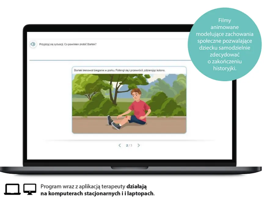 Ekran wyboru modułów tematycznych w programie Spektrum Autyzmu PRO Poziom 2
