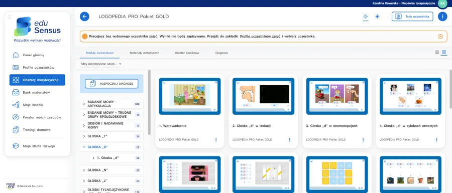 EduSensus LOGOPEDIA PRO Pakiet GOLD 4.0 - moduły terapeutyczne i ćwiczenia