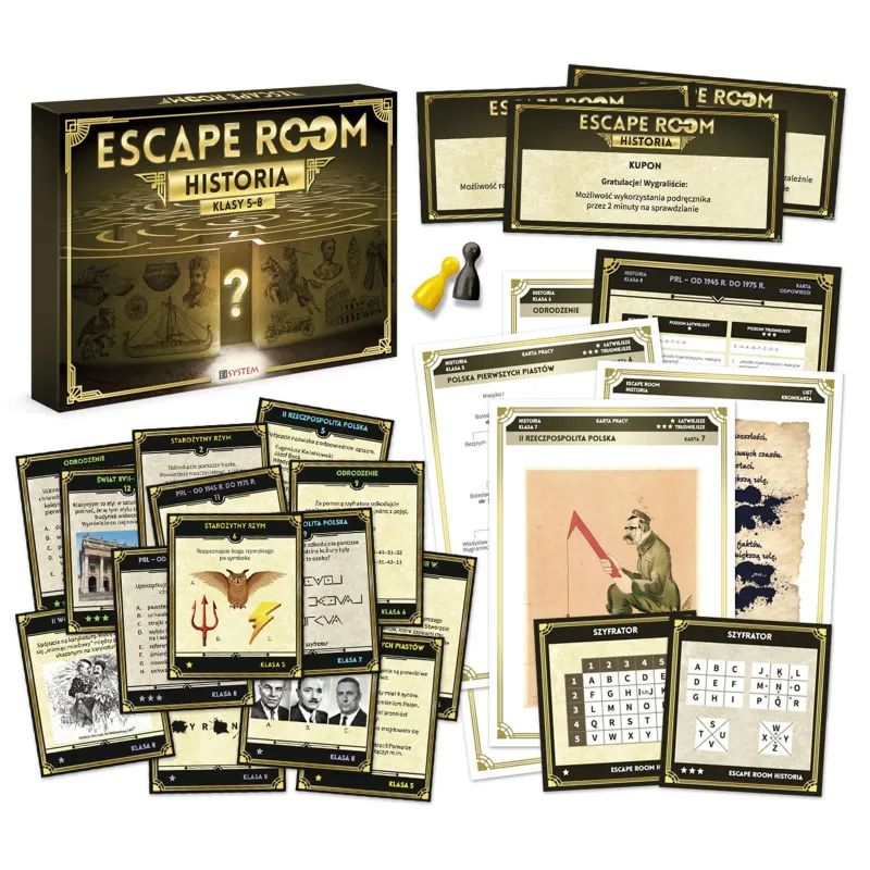 Gra escape room. Historia - elementy zestawu do lekcji historii