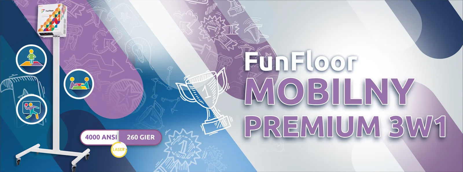 Podłoga interaktywna FunFloor Mobilny 3w1 Premium - widok od frontu
