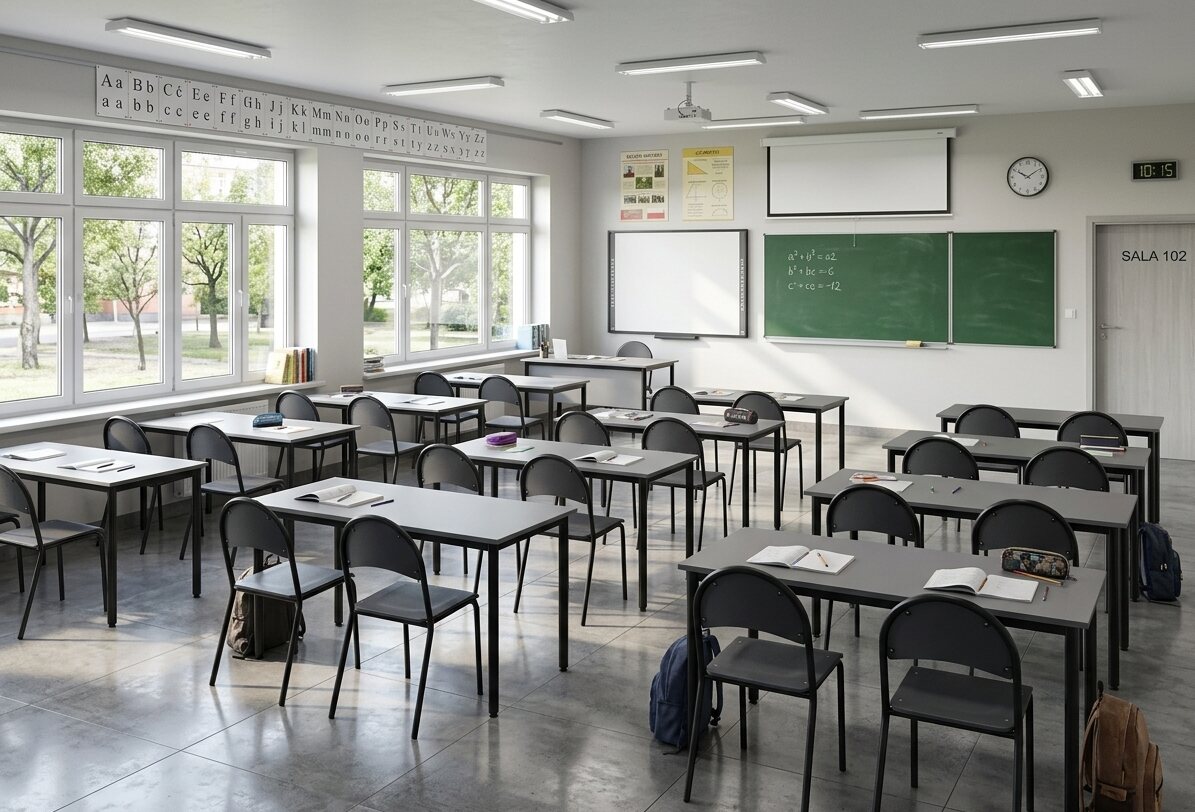 Sala lekcyjna wyposażona w krzesła Metalbit