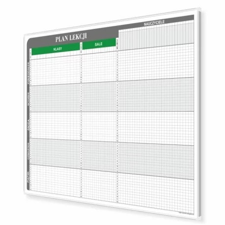 Plan lekcji T3 dla 20 klas, 20 sal i 40 nauczycieli 150x92cm, magnetyczny suchościeralny - zdjęcie 3